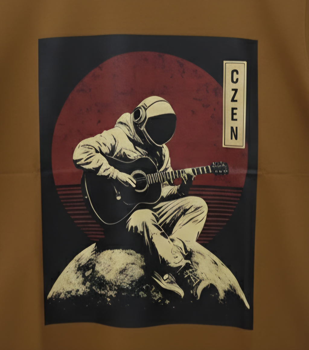 Astronaut Guitar Brown T-Shirt | Premium Cotton (220 GSM)