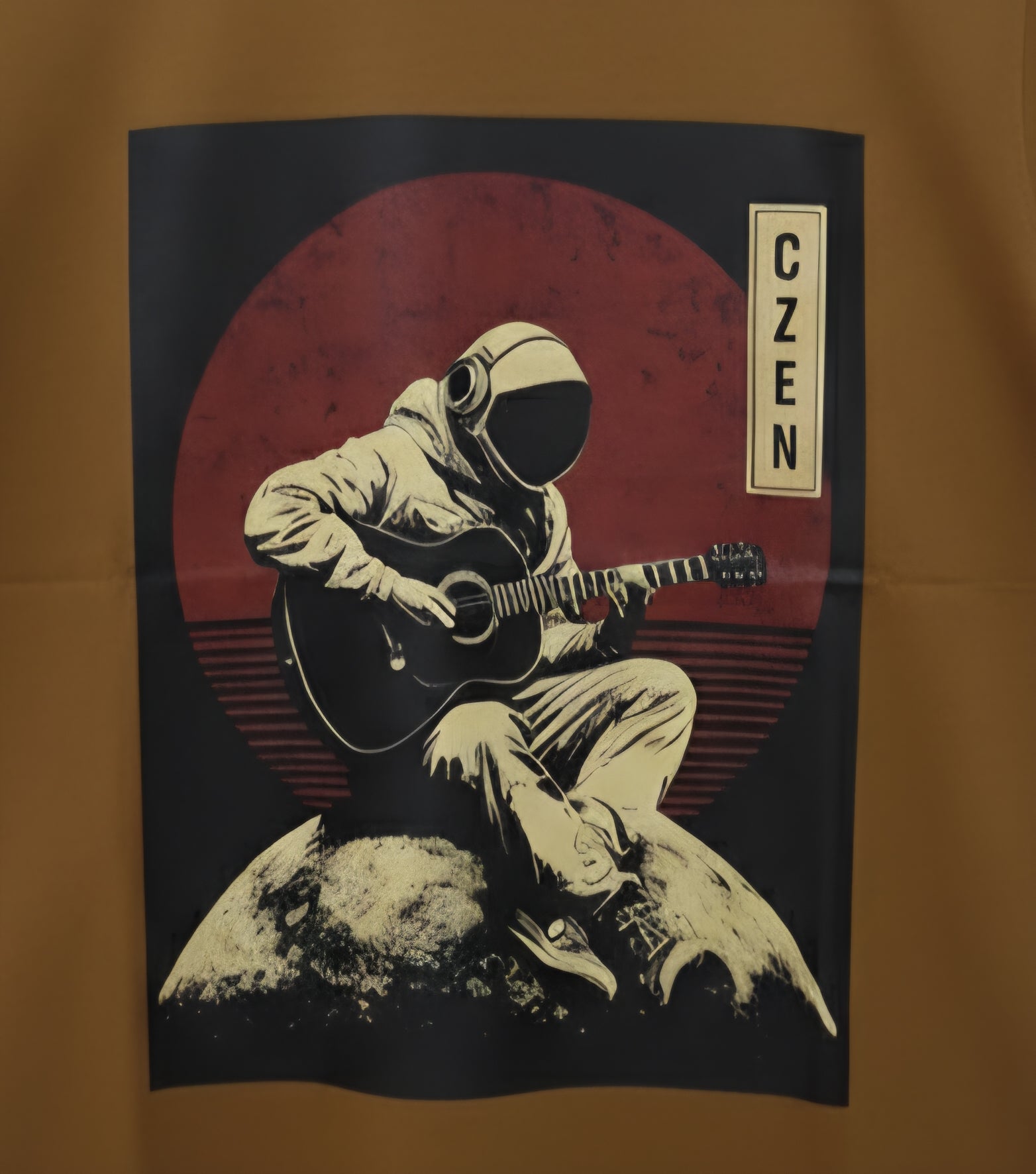 Astronaut Guitar Brown T-Shirt | Premium Cotton (220 GSM)