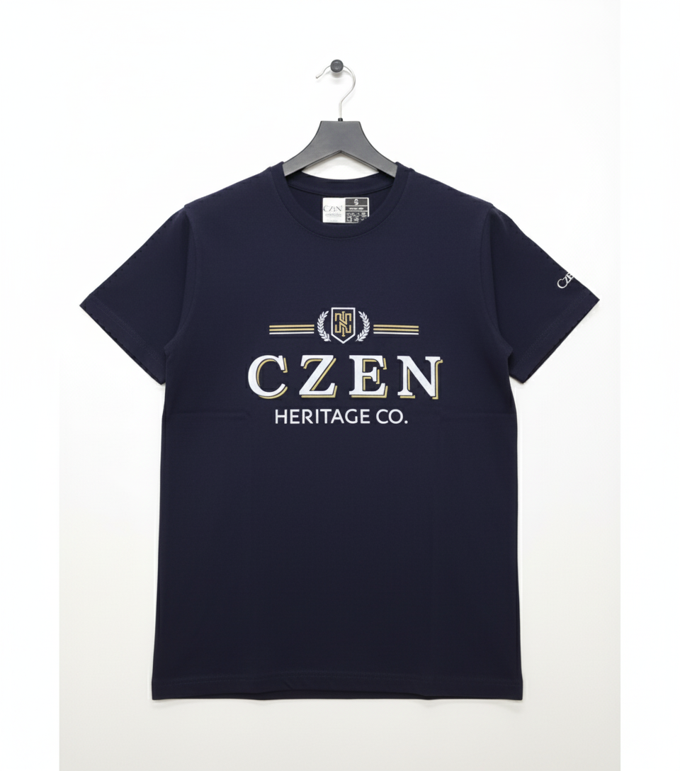 Signature Czen Logo Navy T-Shirt Premium Cotton (220 GSM)