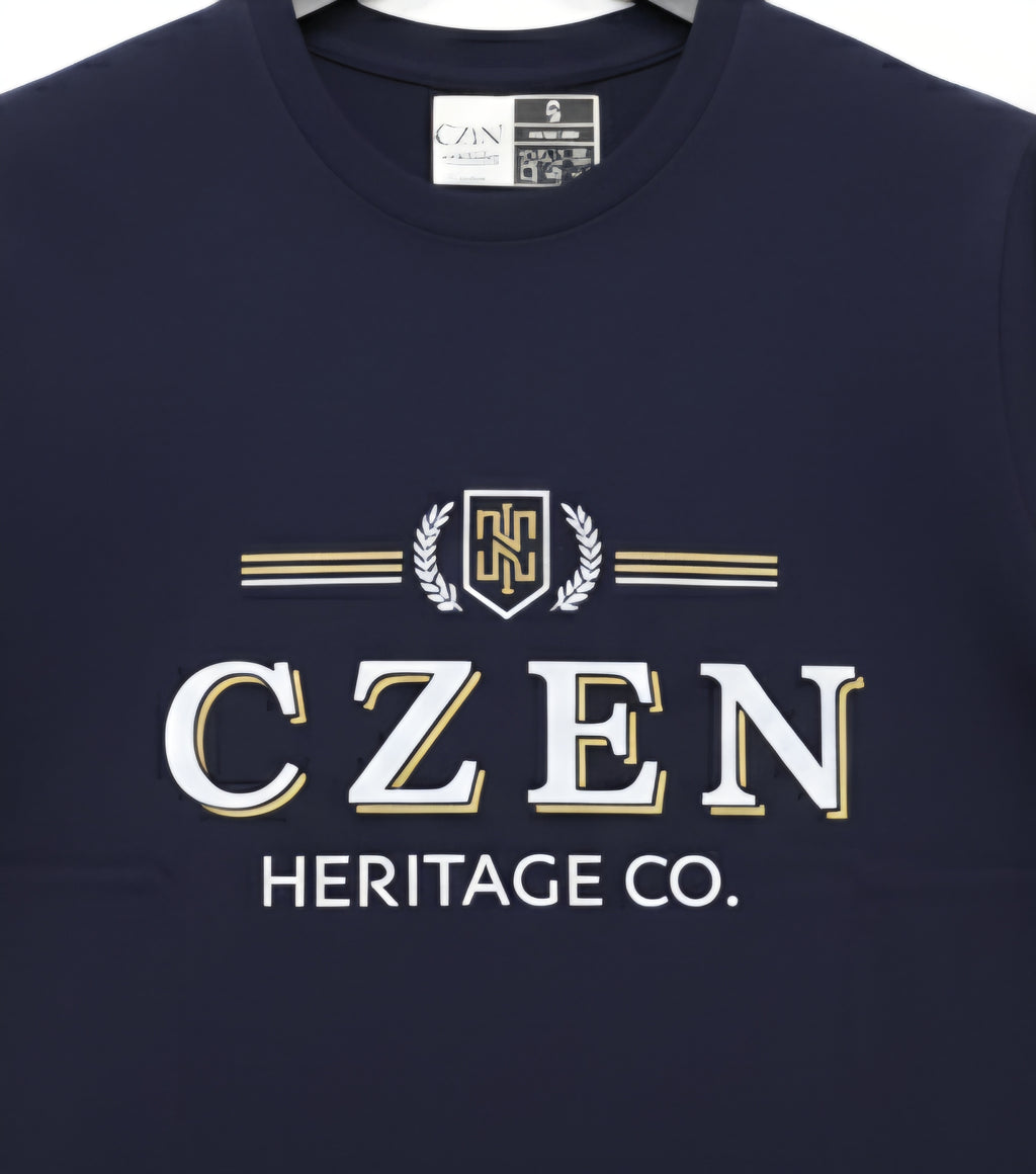 Signature Czen Logo Navy T-Shirt Premium Cotton (220 GSM)