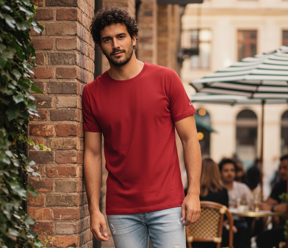 Red Plain Solid Men's T-Shirt - Premium Cotton (220 GSM)