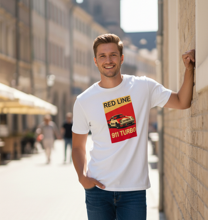 911 Porsche Printed White T-Shirt - Premium Cotton (220 GSM)