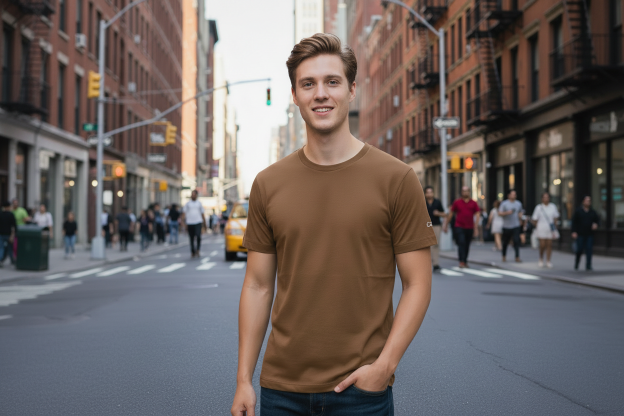 Brown Plain Solid T-Shirt - Premium Cotton (220 GSM)
