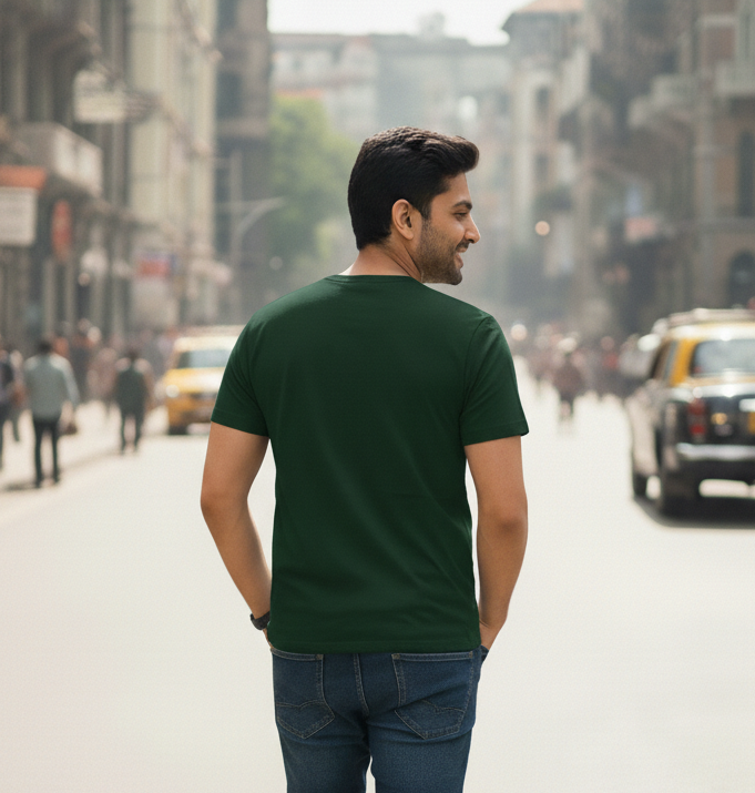 No Tension Printed Green Men's T-Shirt - Premium Cotton (220 GSM)